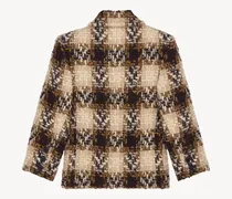Checked Tweed Blazer — Brown