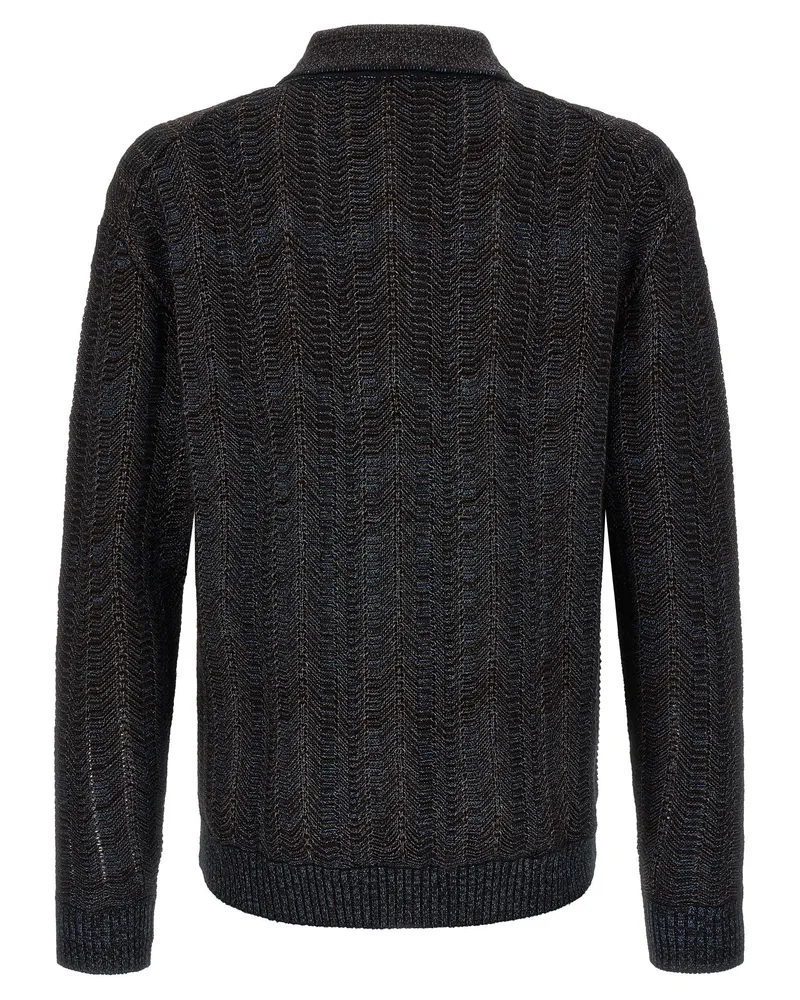 Missoni Wool-Blend Zigzag Knit Cardigan — charcoal Charcoal