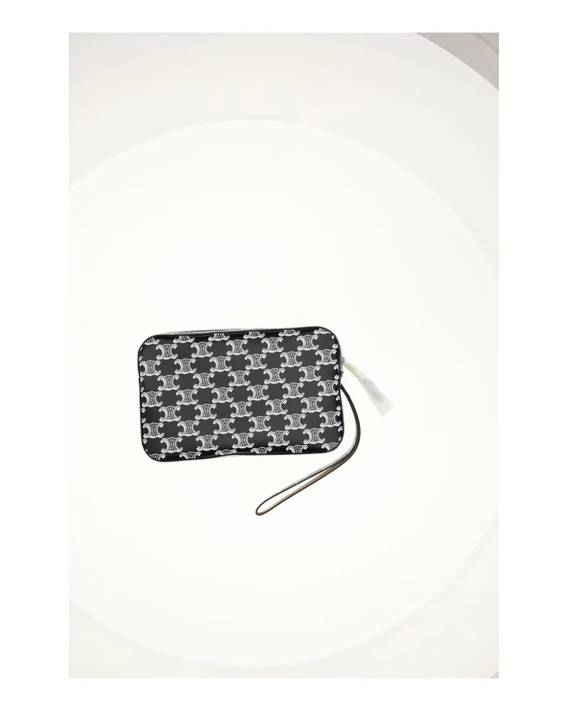 Celine Men's Pouch With Strap Black-White Cotton Umbrellas Black/white Accessory Black