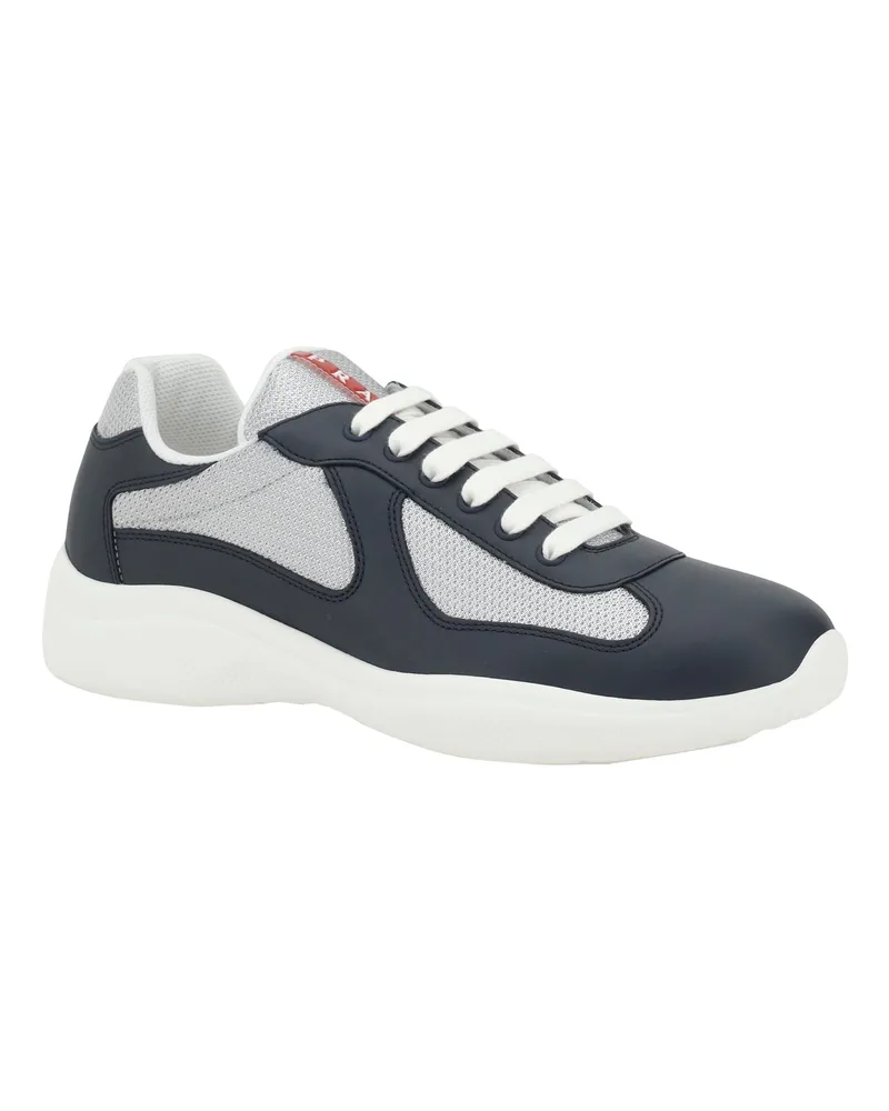 Prada Men's Americas Sneakers Baltico+argento Lace Up Baltico+argento