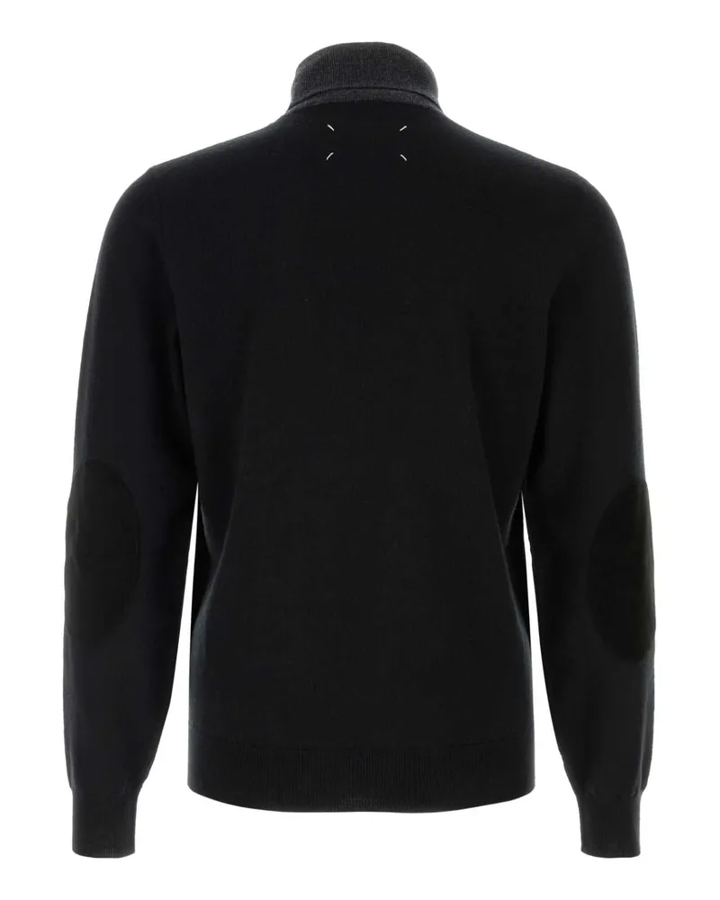Maison Margiela Men's Two-Tone Wool Sweater Greyblack Exterior: Maglieria Gray