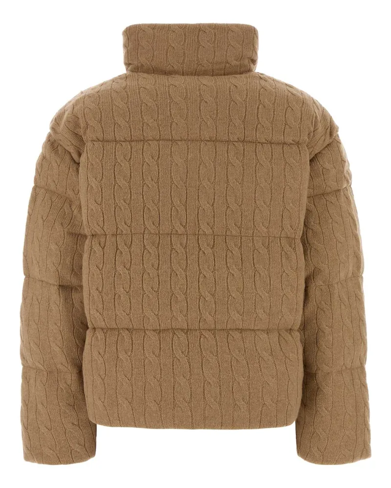 Ralph Lauren Cable-Knit Wool-Blend Padded Puffer Jacket — Beige Beige