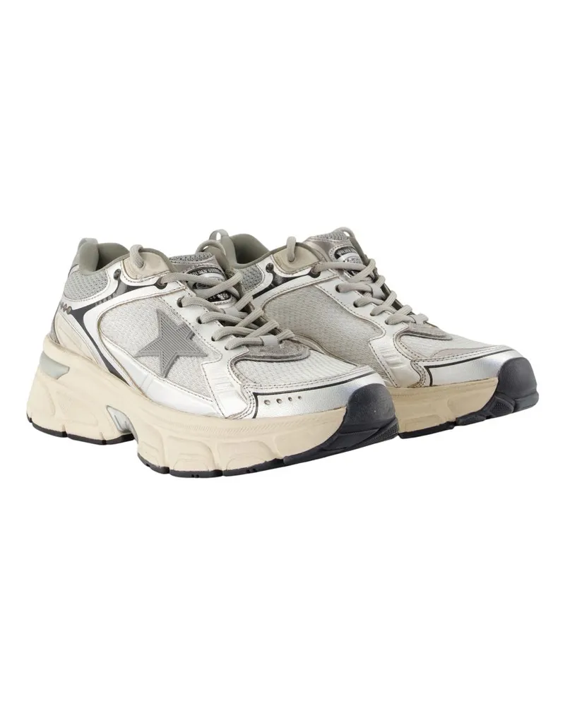 Golden Goose Women's Lightstar Sneakers -  Leather Grey Calfskin Shoes Gray