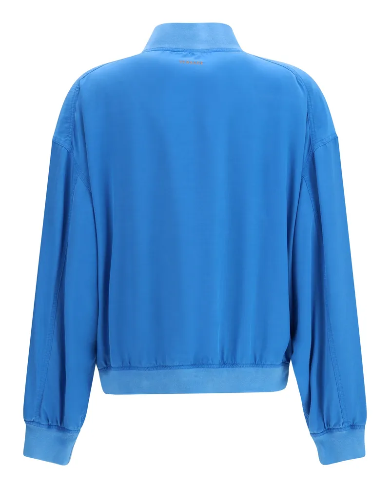 Versace Women's Silk Zipper Jacket Azur Blue