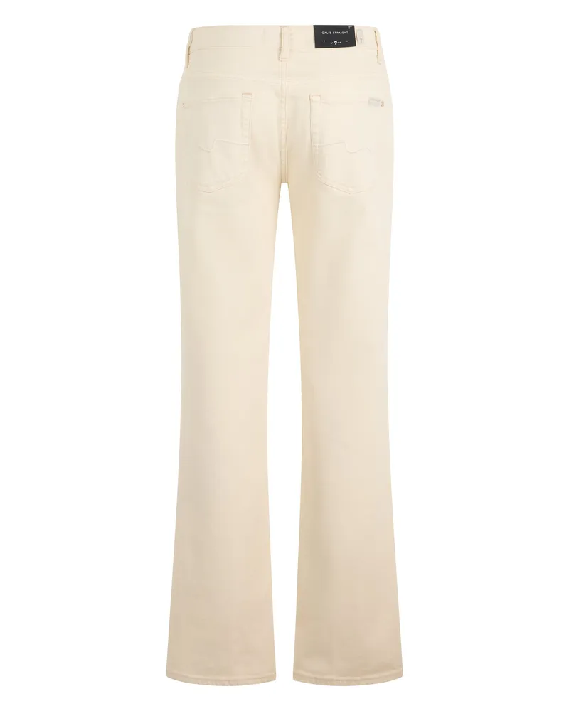 7 for all mankind Women's Jeans High-Waisted Straight Moondust Cotton Trousers Beige