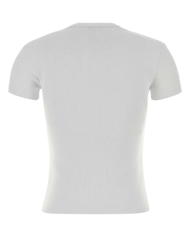 OFF-WHITE Women's White Stretch Cotton T-Shirt Whiteblack Exterior: Elastane White