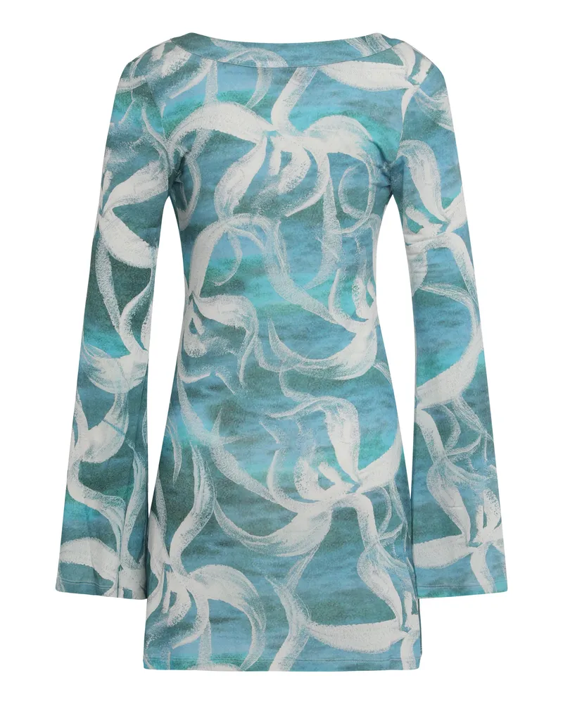 Louisa Ballou Viscose Blend With Front Bow Dress — Blue Blue