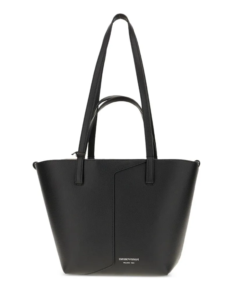 Emporio Armani Grained Leather Shoulder Bag — Black Black
