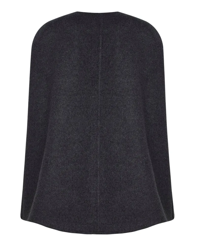Gucci Women's Dark Grey Wool And Silk Cape With Horsebit Coat Gray