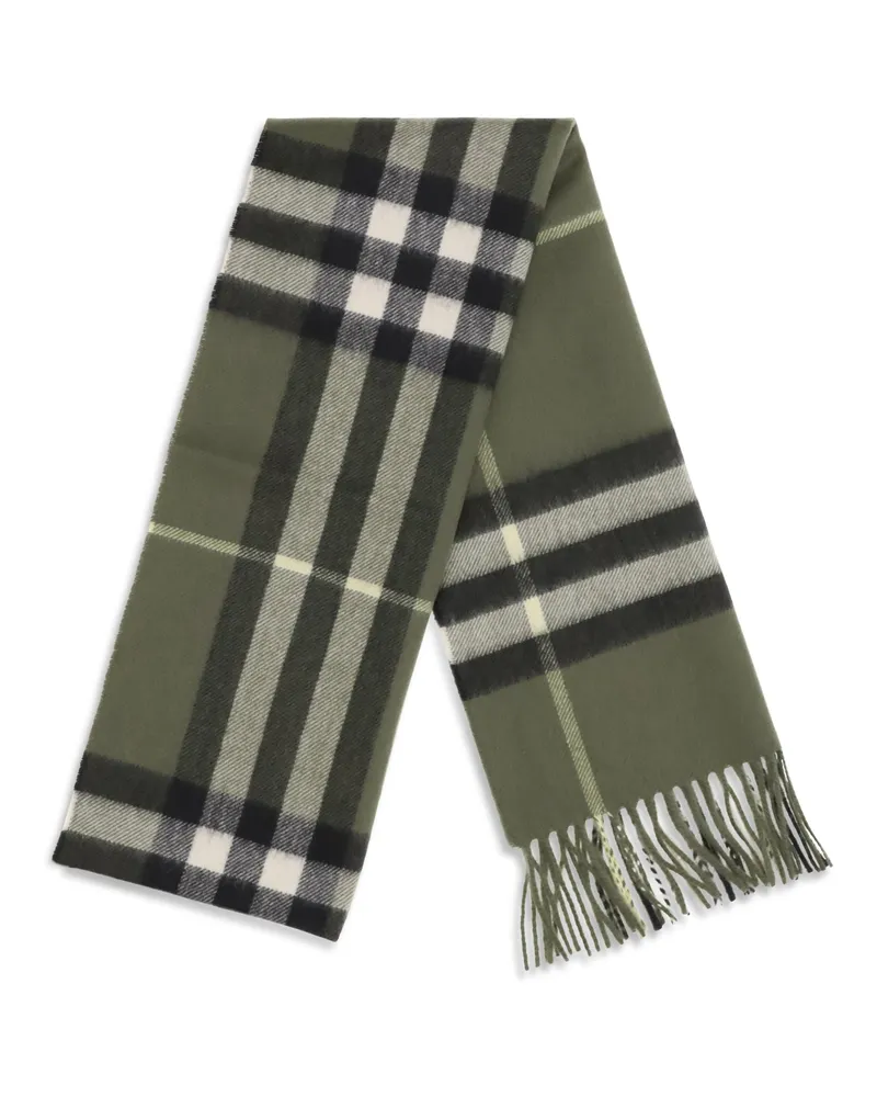 Burberry Women's Check Cashmere Scarf Pea Green Kashmir-Capra Hircus Kashmir/capra Scarfs Green