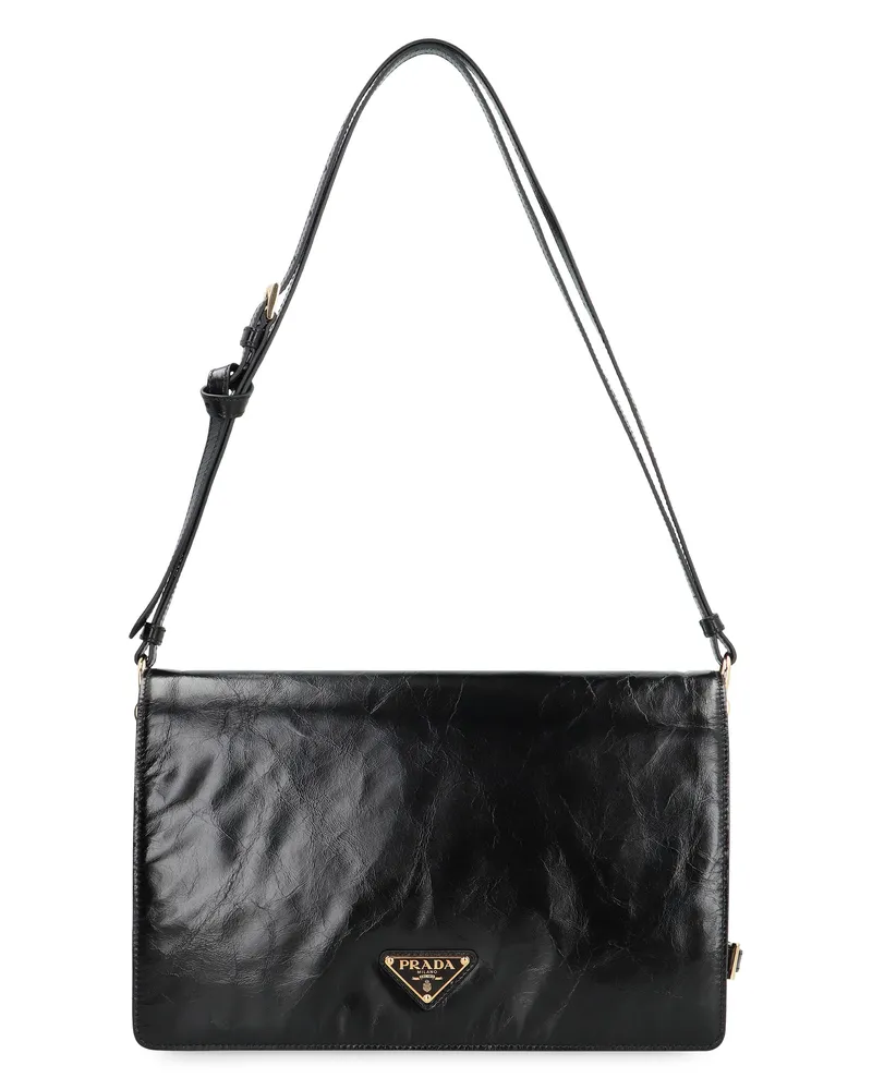 Prada Women's Shoulder Bag Calf Leather Black Black