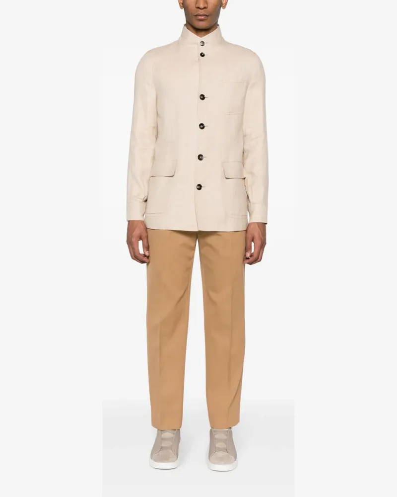Ermenegildo Zegna Linen-Blend Shirt Jacket — Beige Beige