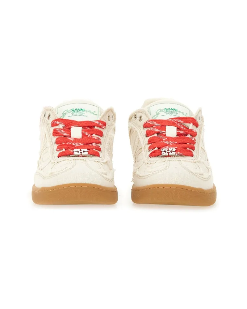 Ganni Recycled Polyester Canvas Sneakers — White White