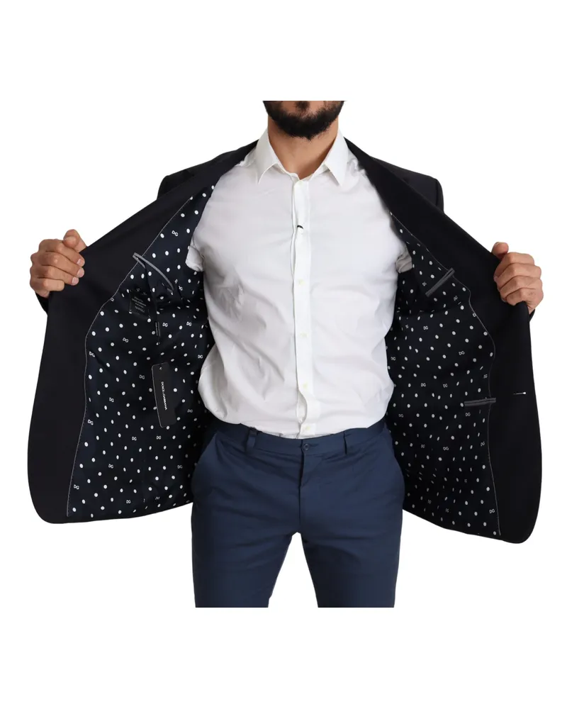 Dolce & Gabbana Men's Black Wool Single Breasted Napoli Blazer Virgin Clothing Black