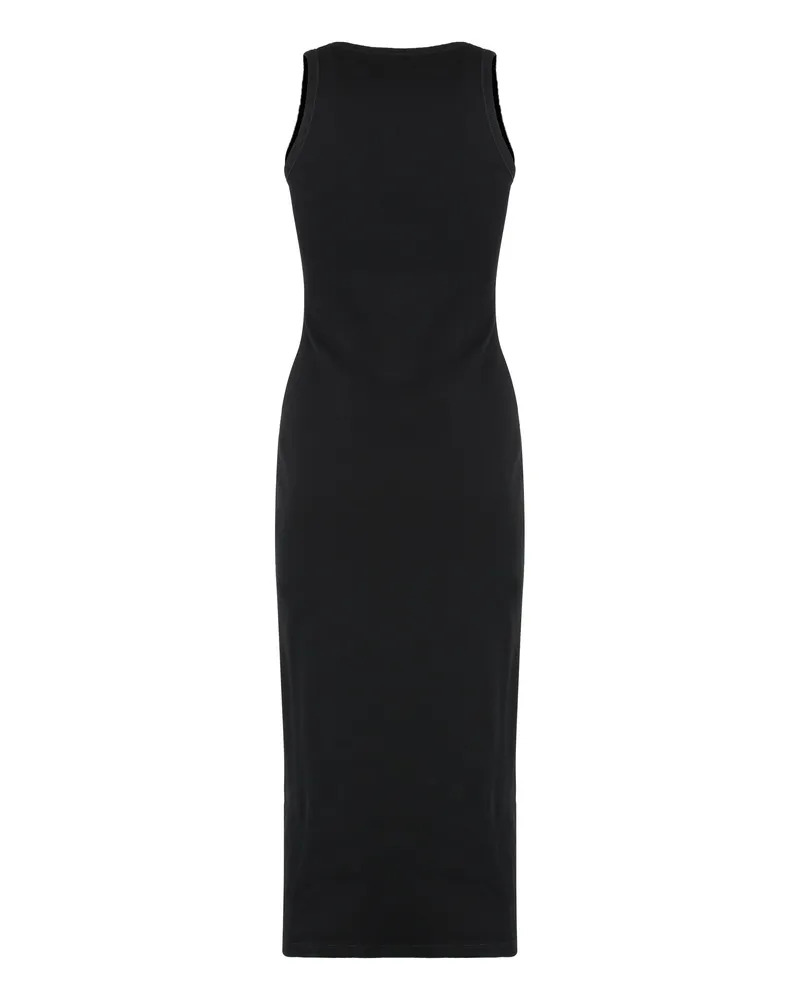 McQ Women's Midi Dress Ribbed Cotton Black Black