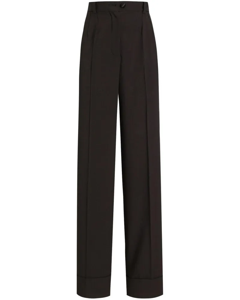 Dolce & Gabbana Women's Virgin Wool Wide-Leg Trousers Black 