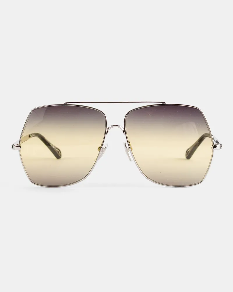 Chloé CH0278S-004 Oversized Aviator Sunglasses — Silver Silver