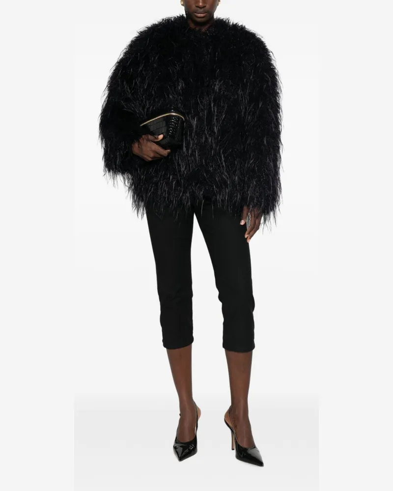 forte_forte Feather-Effect Blouson Jacket — navy Navy
