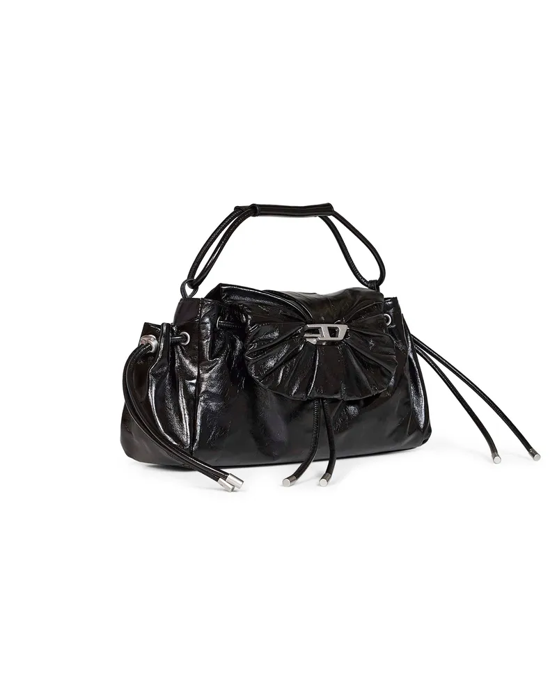 Diesel Women's Top-Handle Bag Scrunch-D Black Wool Handbags Hand Black