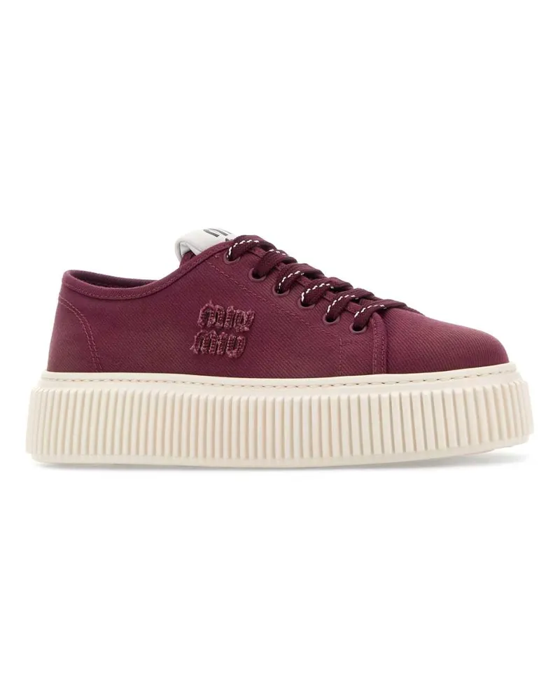 Miu Miu Women's Purple Canvas Sneakers Bordeaux Vitello Burgundy