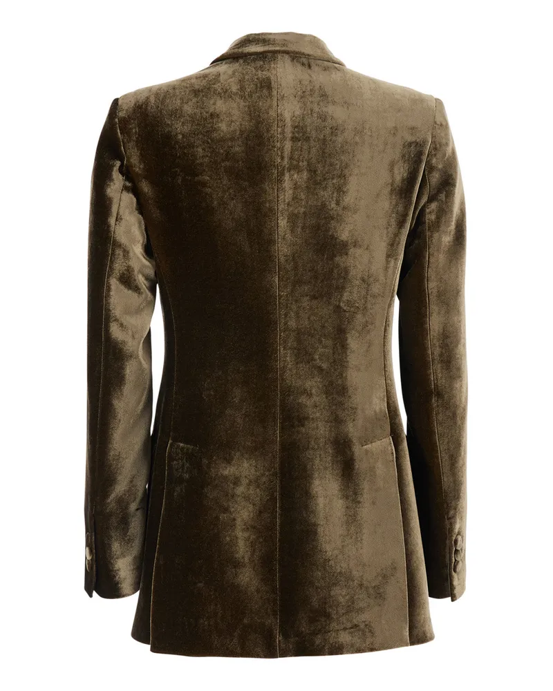 P.A.R.O.S.H. Women's Double-Breasted Velvet Blazer, Brown Viscose Blazers Jacket Brown