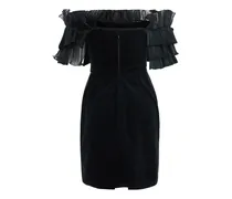 Ruffled Off-Shoulder Mini Dress — Black
