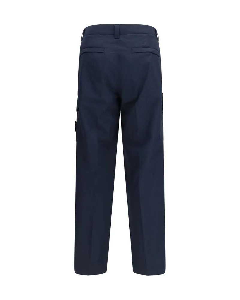 Stone Island Men's Blue Cotton Cargo Pants Navy