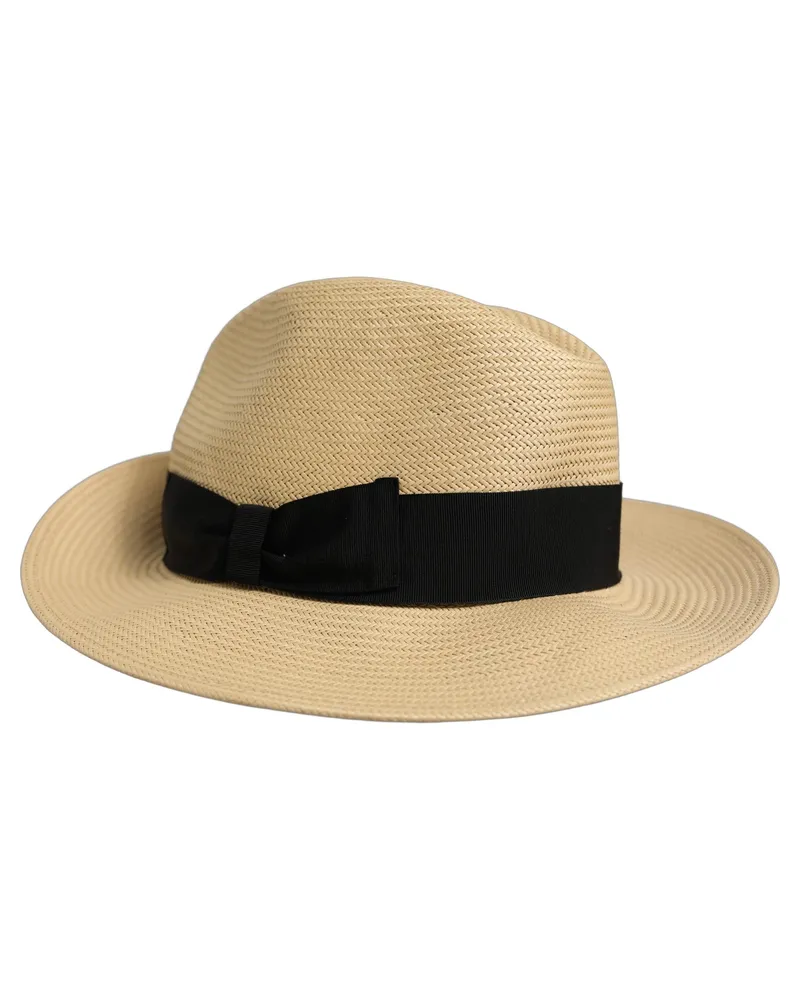 Dolce & Gabbana Men Beige Paper Straw Fedora Panama Capello Hat Textile Beige