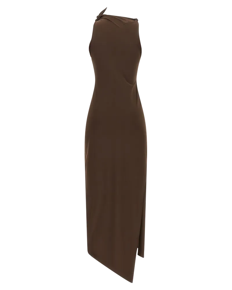 COPERNI Asymmetrical Knot-Detail Dress — Brown Brown