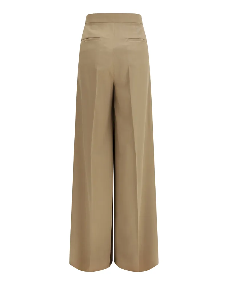 Max Mara Women's Quorum Virgin Wool Pants Nocciola Fleece Trousers Beige
