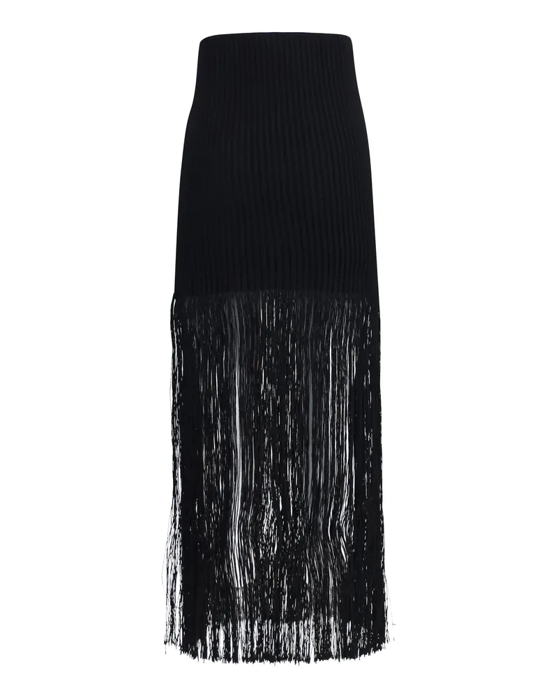 Alaïa Women's Pencil Skirt Fringe Black Viscose Black