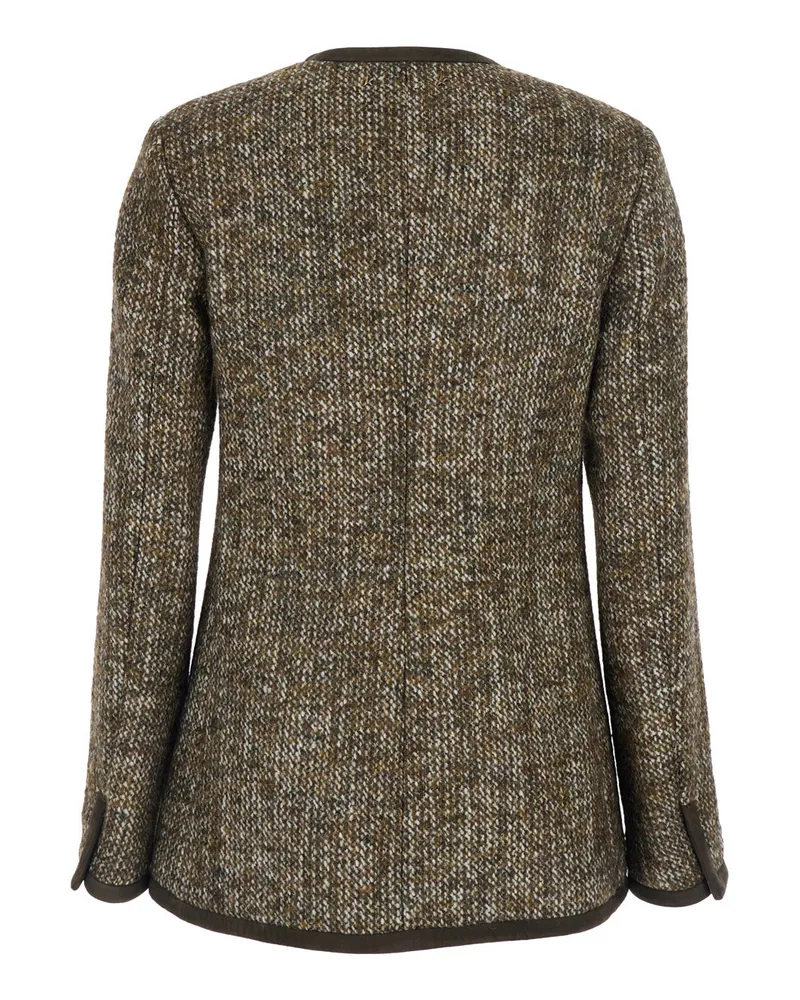 Golden Goose Women's Brown Crew Neck Wool Blend Jacket Virgin Blazers Brown