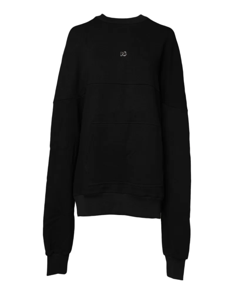Dolce & Gabbana Women's Black Cotton Crew Neck Sweatshirt Sweater Clothing Black