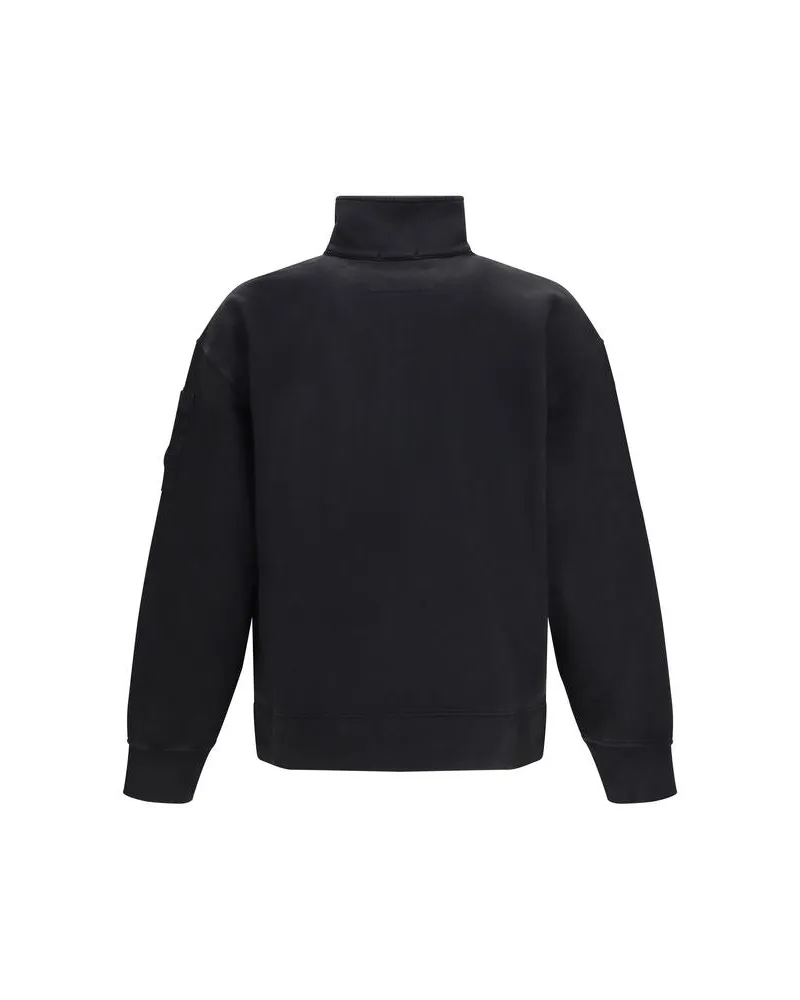 C.P. Company Diagonal-Weave Cotton Fleece Sweatshirt — Black Black