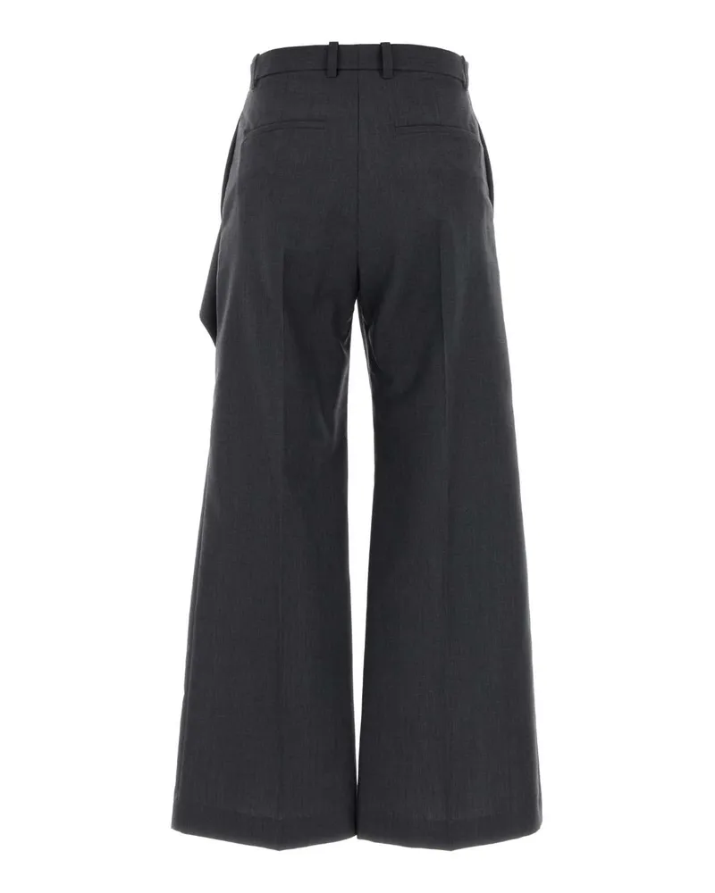 Jil Sander Virgin Wool Blend Wide-Leg Trousers — Gray Gray