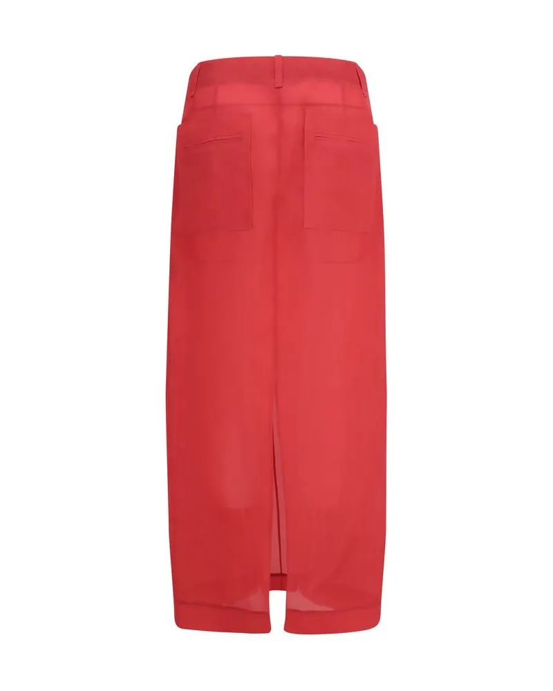 KHAITE Women's Multicolor Silk Midi Skirt Red