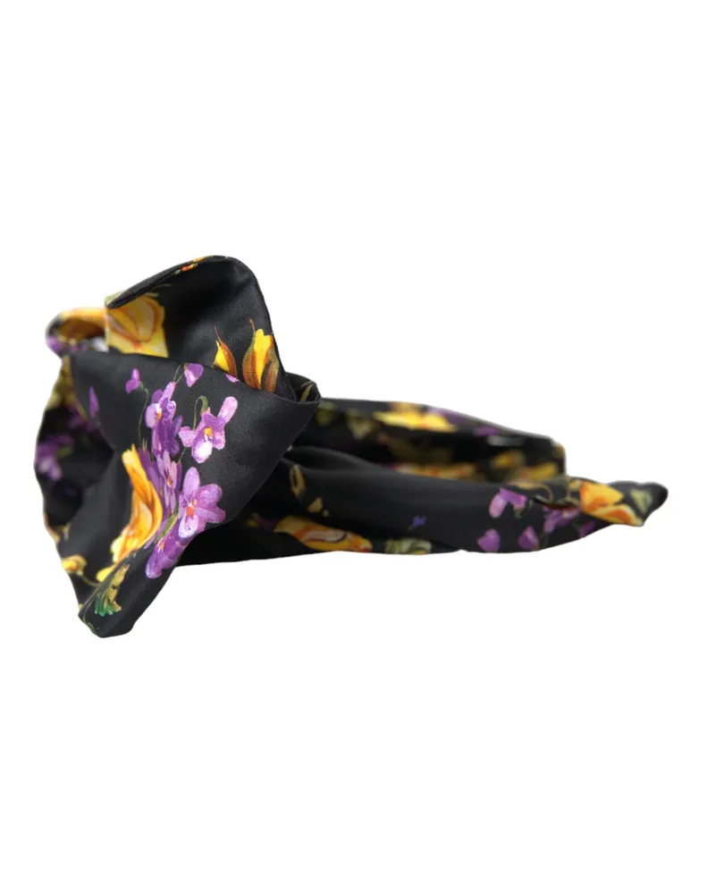 Dolce & Gabbana Floral Silk Headband — Black Black