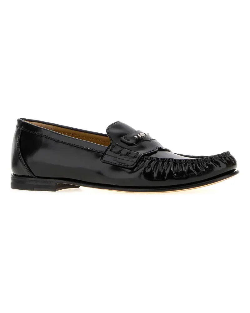 Fendi Women's Black Leather  Scrunch Loafers Nero Mocassini Black
