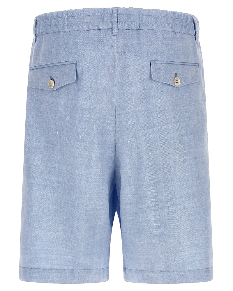 Brunello Cucinelli Men's Blue Linen Bermuda Shorts Blue