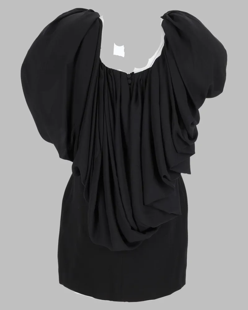 Magda Butrym Puff-Neck Mini Dress — Black Black