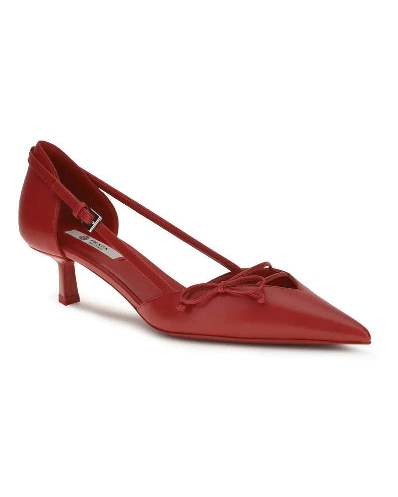 Prada Women's Side-Cut Leather Pumps Rosso Goatskin-Hircus Goatskin Goatskin/hircus High Heel Shoes Red