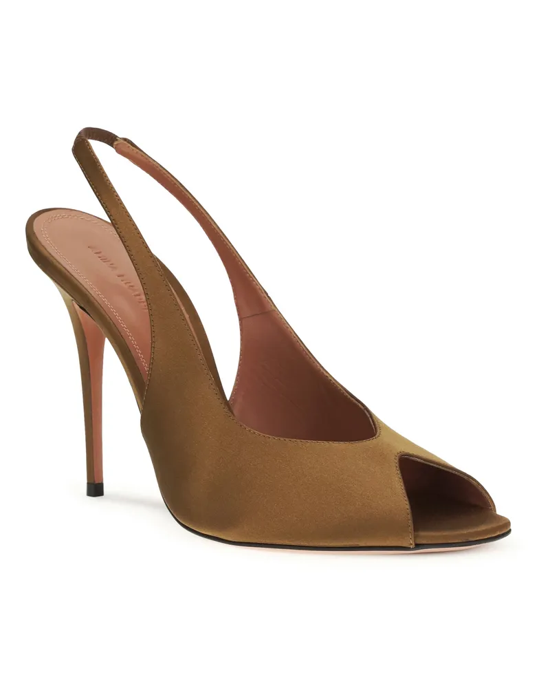 Amina Muaddi Women's Kristina Slingback Sandals Mocha Silk Mocha