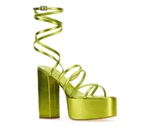 Women's Acid Green Leather Evita Sandals Sandali