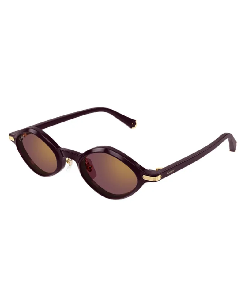 Cartier CT0540S006 Geometric-Frame Sunglasses — Burgundy Burgundy