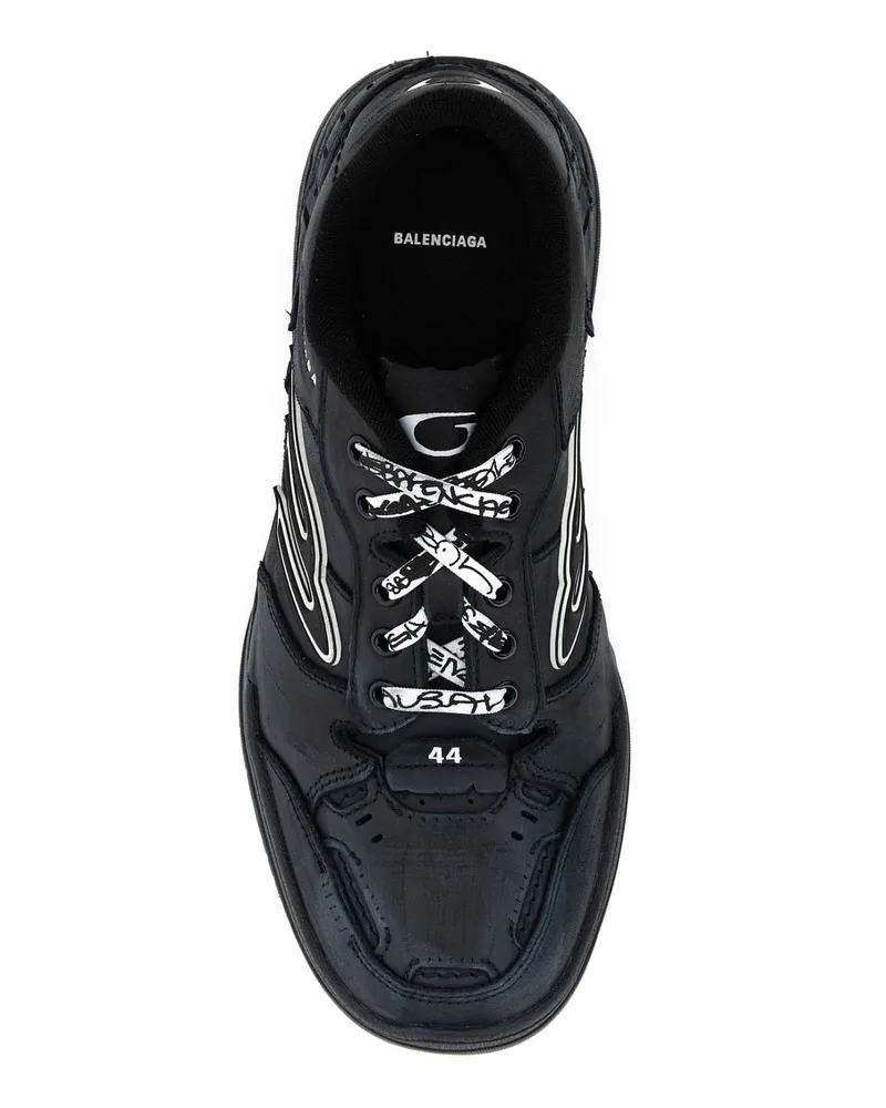 Balenciaga Men's Slate Leather Hamptons Sneakers Black Black