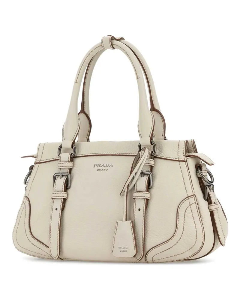 Prada Women's Ivory Leather Large Handbag Talco Borse A Mano Bag Beige