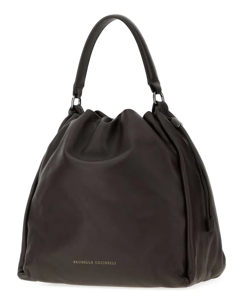 Brunello Cucinelli Leather Shoulder Bag — Black Black