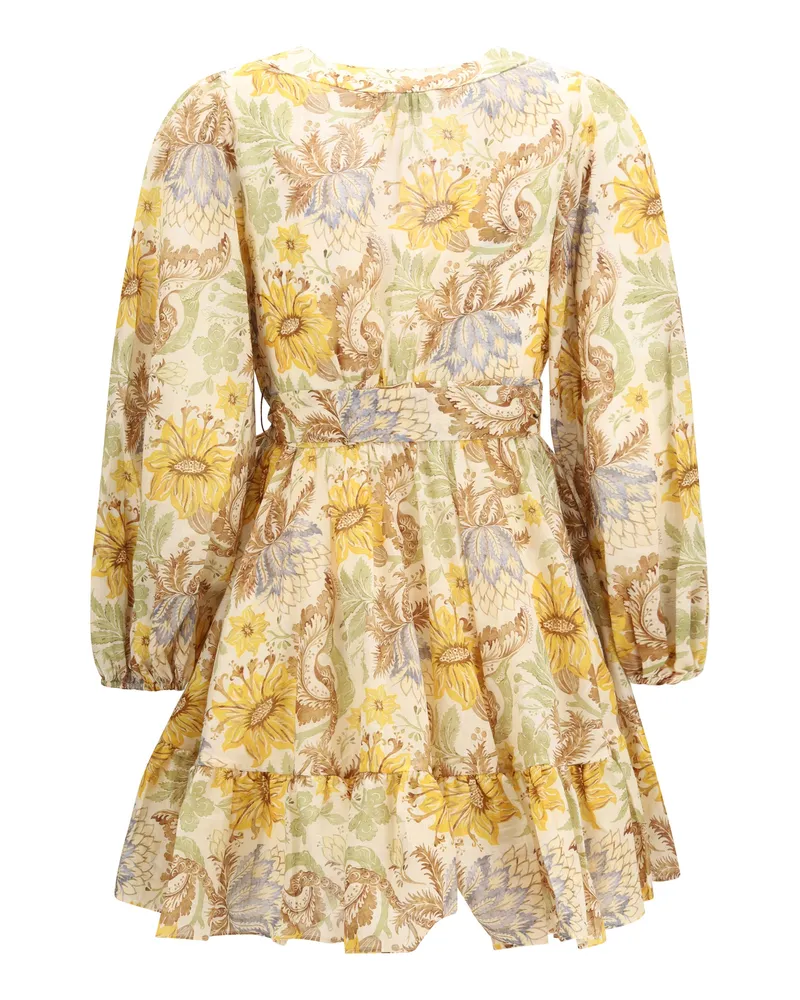 Zimmermann Women's Daylight Wrap Mini Dress Stamp-Floral-Cream Cotton Cream