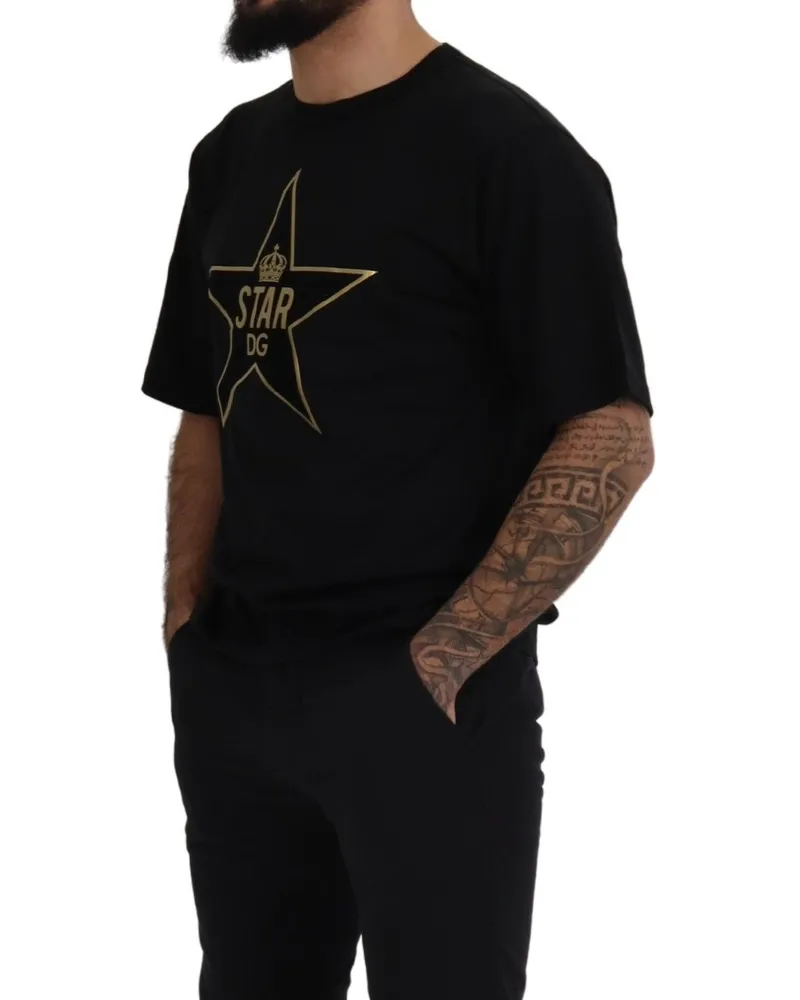 Dolce & Gabbana Gold Star Logo T-Shirt — Black Black