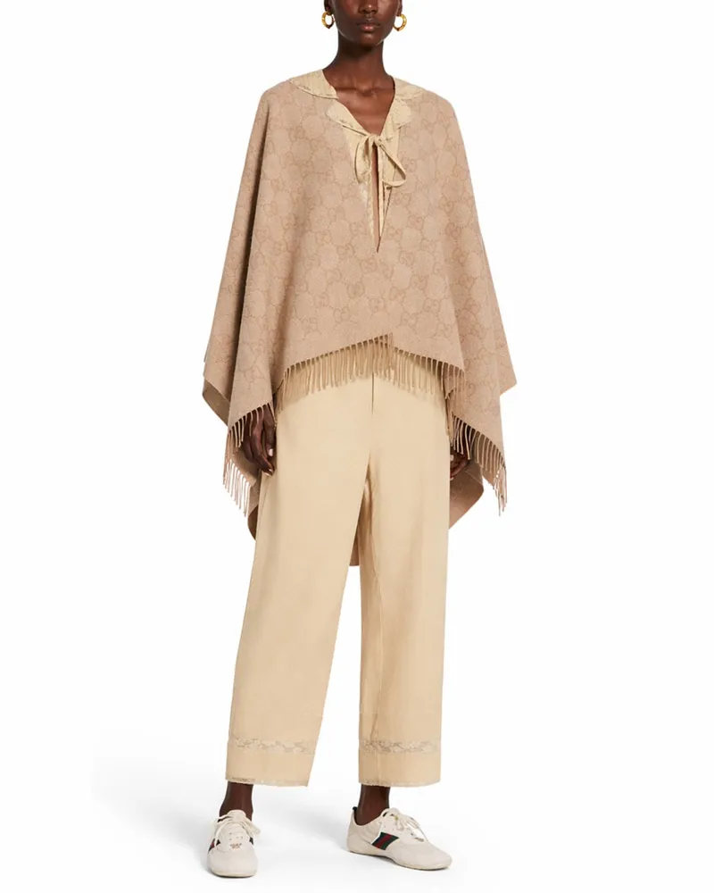 Gucci Cashmere Blend GG Monogram Scarf — Beige Beige